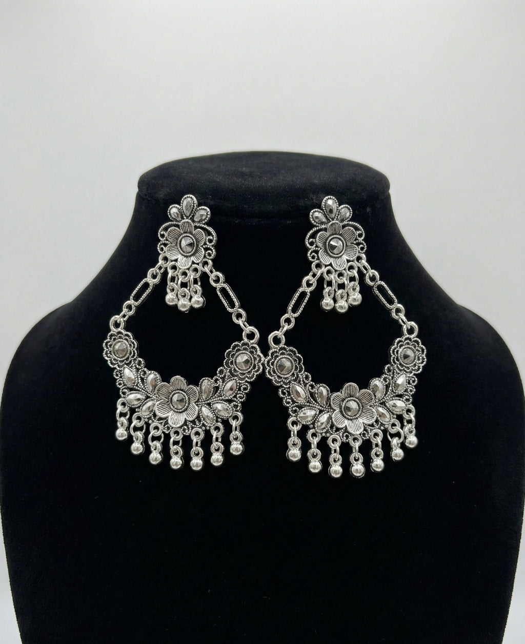 Latest Trendy Oxidized Silver Floral Drop Earrings for Women & Girls | Ethnic Boho Party Wear Jewellery | Stylish Traditional Earrings