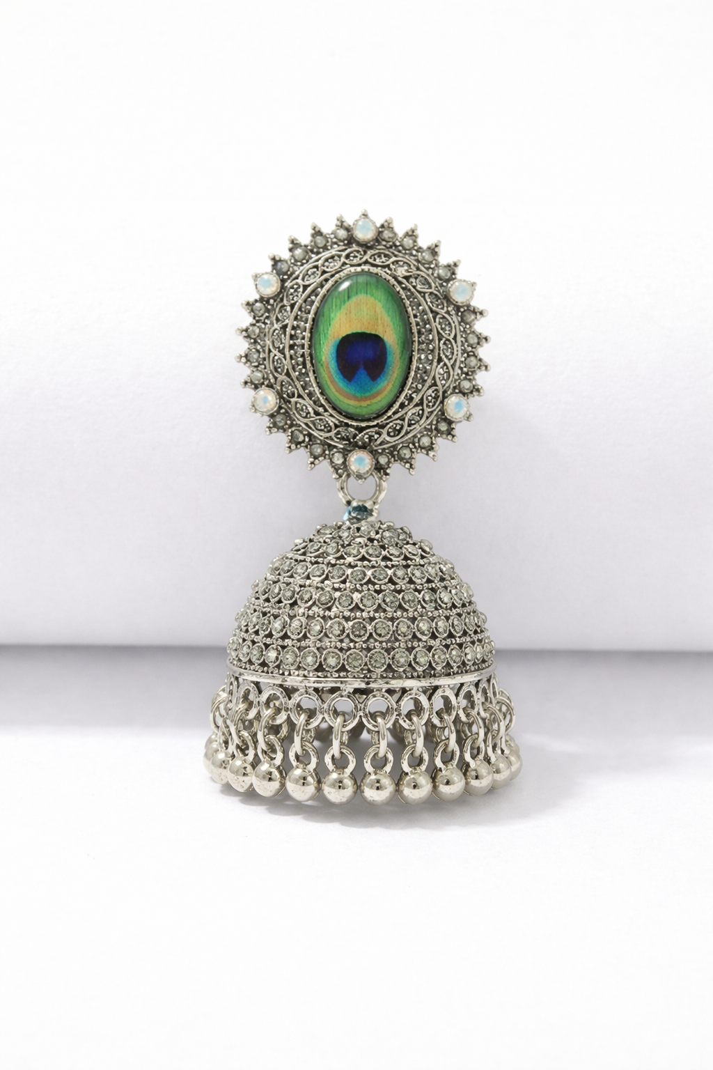 Premium Oxidized Silver Peacock Jhumka Earrings for Women and Girls - Traditional Mor Pankh Ethnic Jewellery